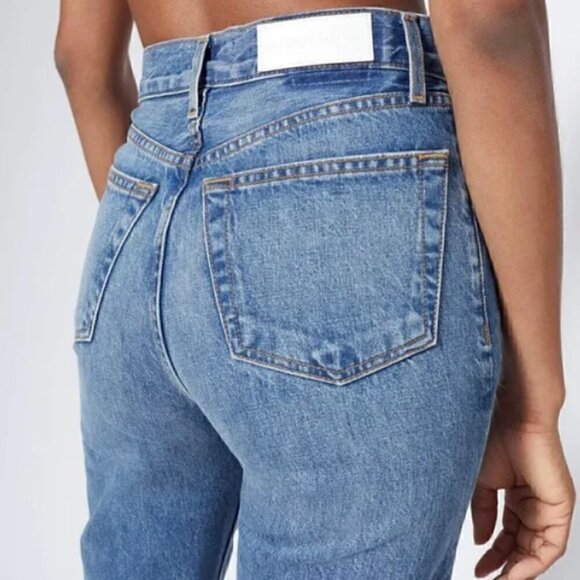 Re/Done Original High Rise Raw Hem Ankle Crop Jeans Size 29 - Picture 2 of 7